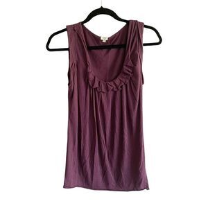 ARITZIA Oversized Sleeveless Tank Top Ruffle Neck Unfinished Hem Purple XXS